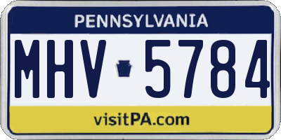 PA license plate MHV5784