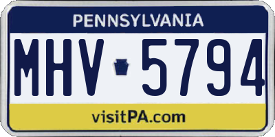 PA license plate MHV5794