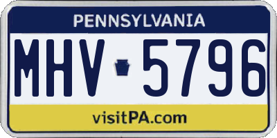 PA license plate MHV5796