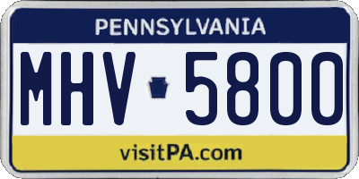 PA license plate MHV5800