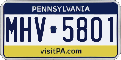 PA license plate MHV5801