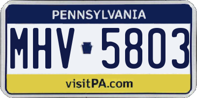 PA license plate MHV5803