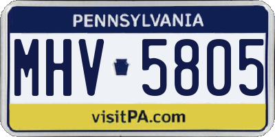 PA license plate MHV5805