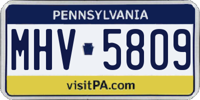 PA license plate MHV5809