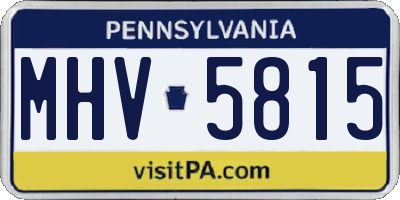 PA license plate MHV5815