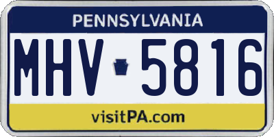PA license plate MHV5816
