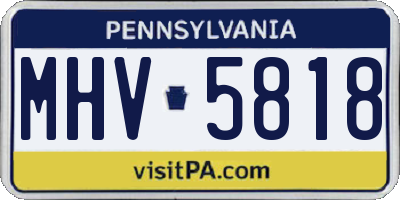 PA license plate MHV5818