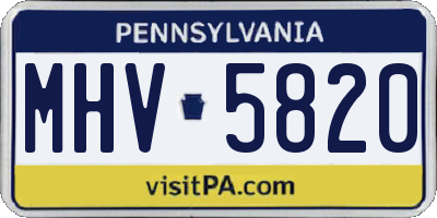 PA license plate MHV5820