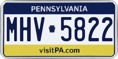 PA license plate MHV5822