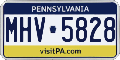 PA license plate MHV5828