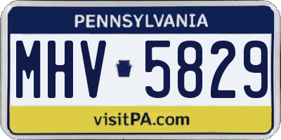 PA license plate MHV5829