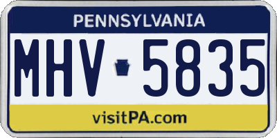 PA license plate MHV5835