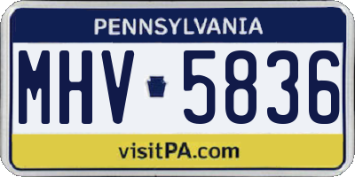 PA license plate MHV5836