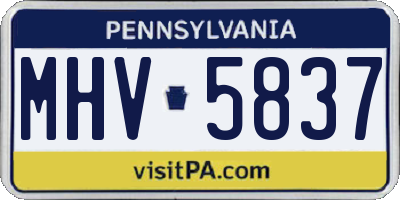 PA license plate MHV5837
