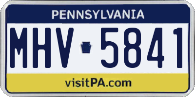 PA license plate MHV5841