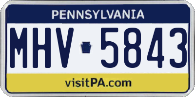 PA license plate MHV5843