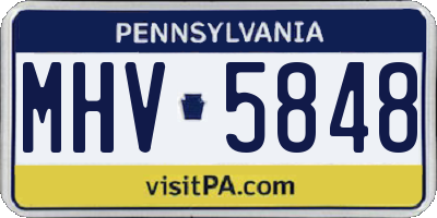 PA license plate MHV5848