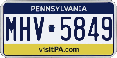 PA license plate MHV5849