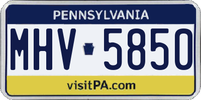 PA license plate MHV5850