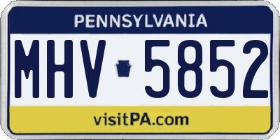PA license plate MHV5852