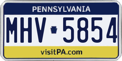 PA license plate MHV5854