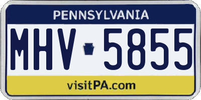 PA license plate MHV5855