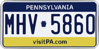 PA license plate MHV5860