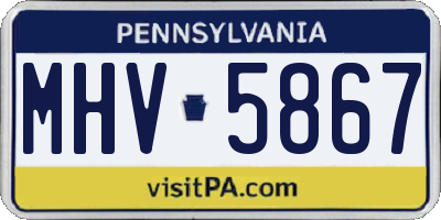 PA license plate MHV5867
