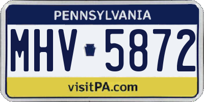 PA license plate MHV5872