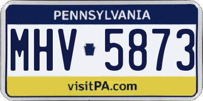 PA license plate MHV5873