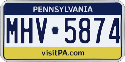 PA license plate MHV5874