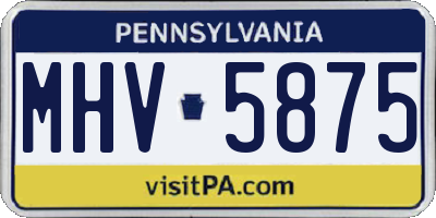 PA license plate MHV5875