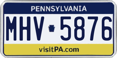 PA license plate MHV5876