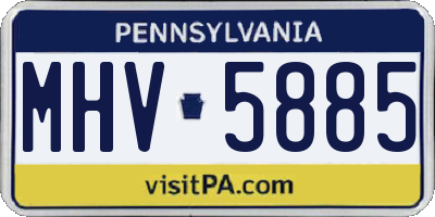 PA license plate MHV5885