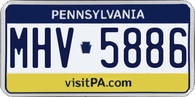 PA license plate MHV5886