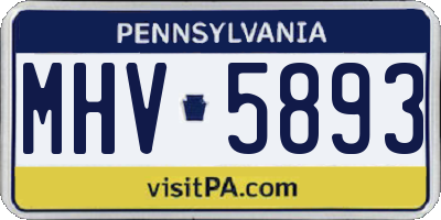 PA license plate MHV5893