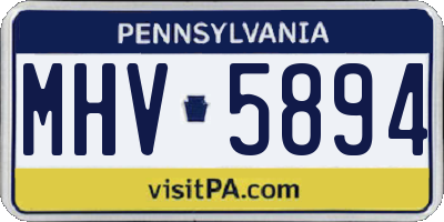 PA license plate MHV5894