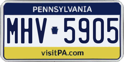 PA license plate MHV5905