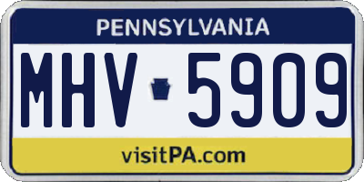 PA license plate MHV5909