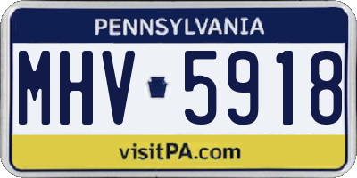 PA license plate MHV5918