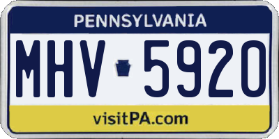 PA license plate MHV5920