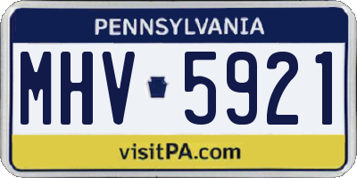 PA license plate MHV5921