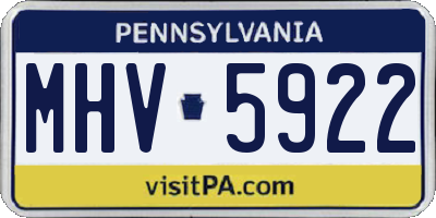 PA license plate MHV5922