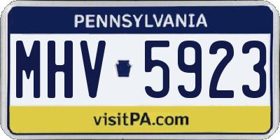 PA license plate MHV5923