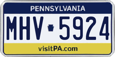 PA license plate MHV5924