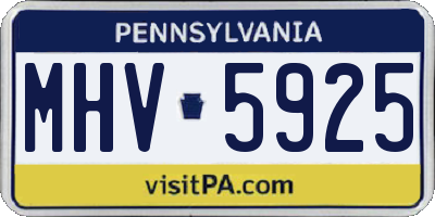 PA license plate MHV5925