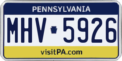PA license plate MHV5926