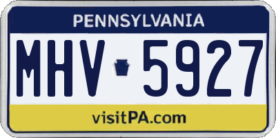 PA license plate MHV5927