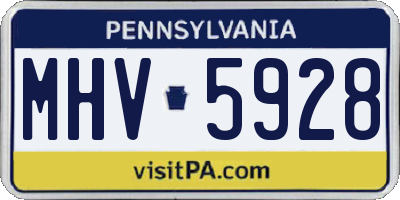 PA license plate MHV5928