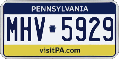 PA license plate MHV5929